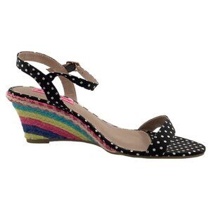 Betsey Johnson Black Wedge Sandals with Bow Detail